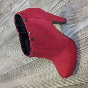 Call it Spring Red Studded Ankle Boots 7.5